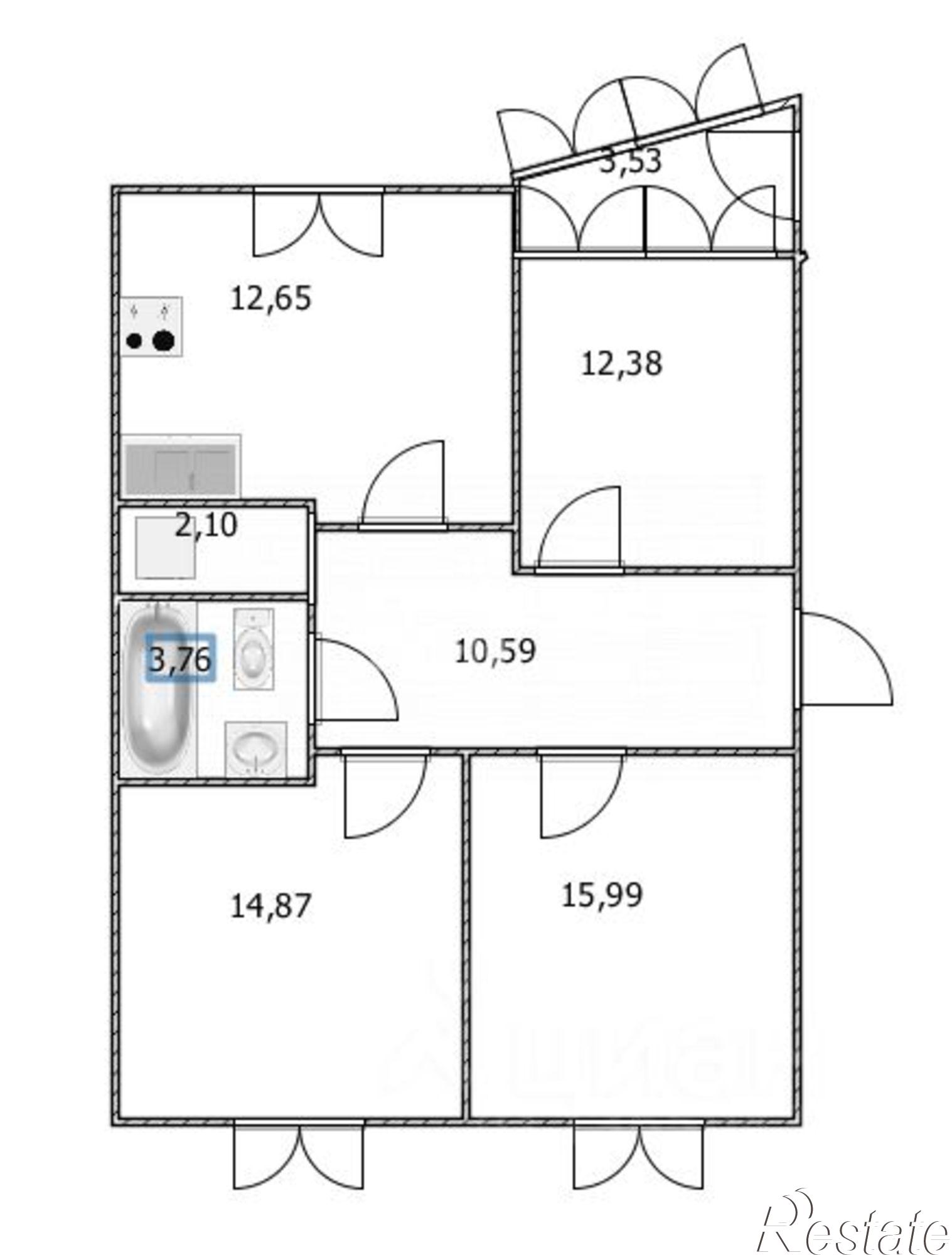 Купить квартиру за 9 300 000 рублей на Юго-Западная улица, 14