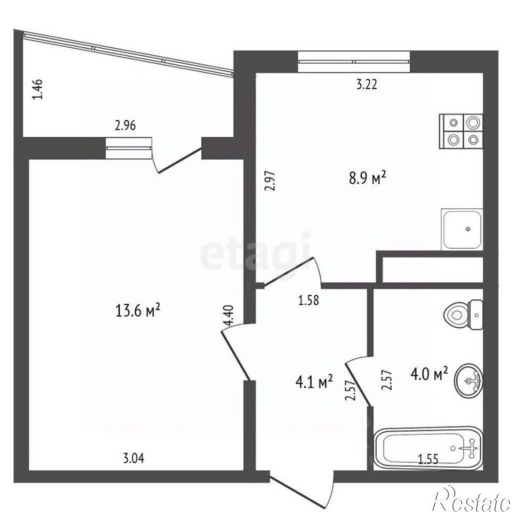 1-комн квартира Юго-Западная улица, 14,  д. 14