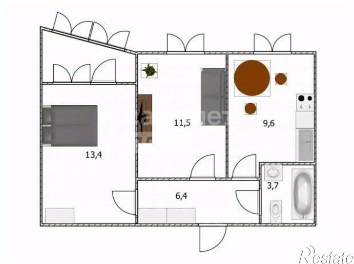 2-комн квартира Юго-Западная улица, 18,  д. 18