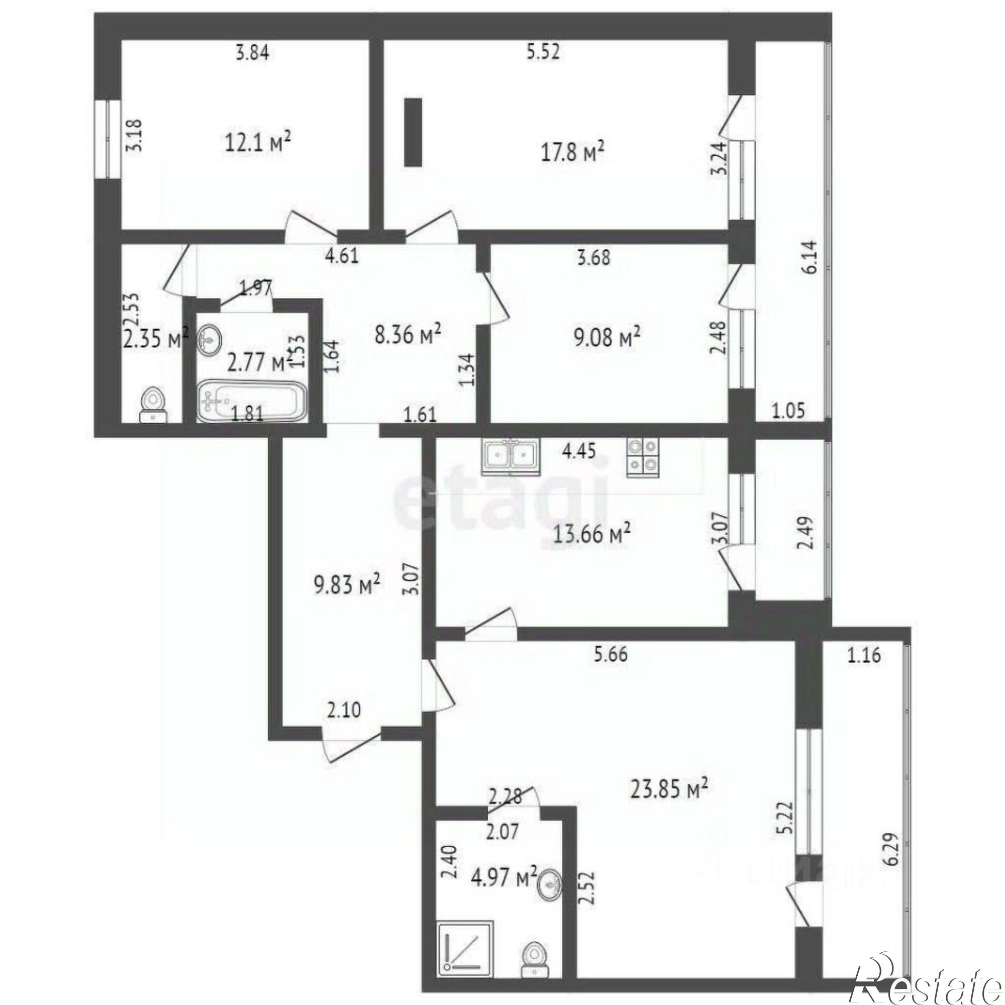 Купить квартиру за 7 700 000 рублей на ул Радищева, 151