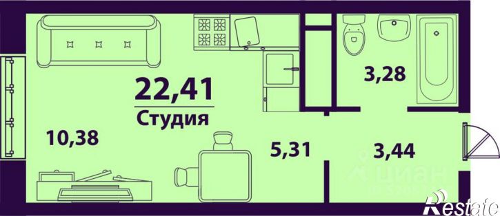 1-комн квартира в новом доме Сиреневый проезд