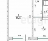 1-комн, 35кв м, этаж 4/9 улица Рябикова, 77