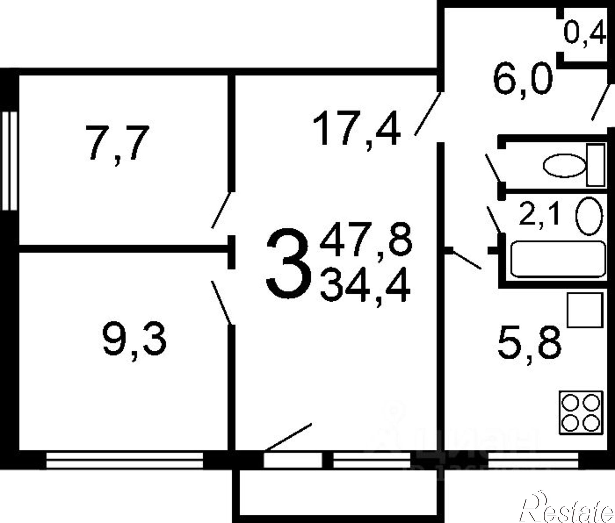 Купить квартиру за 2 798 000 рублей на улица Пушкарёва, 68