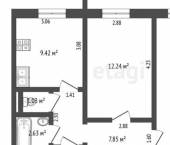 2-комн, 53кв м, этаж 2/10 улица Шолмова, 14