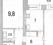 2-комн, 49кв м, этаж 9/9 улица Крымова, 63 к2