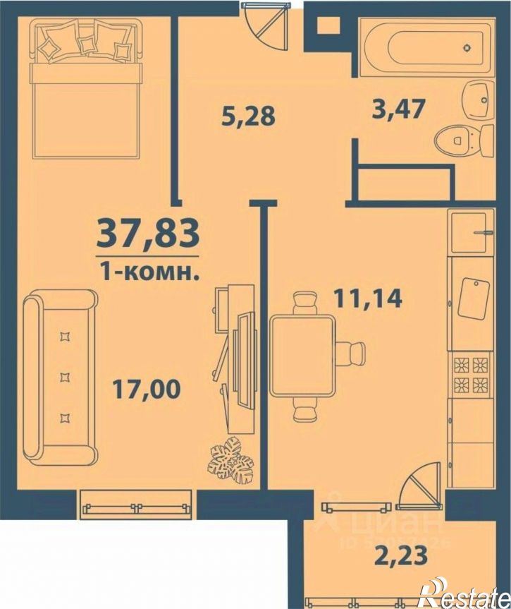 1-комн квартира в новом доме ул Кольцевая, 39,  д. 39