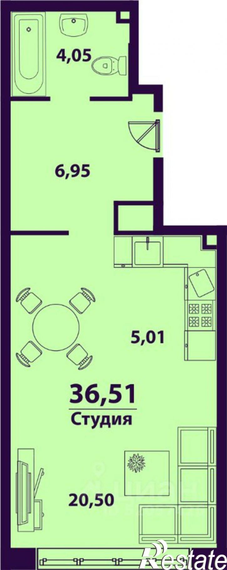 1-комн квартира в новом доме улица Врача Михайлова, 56,  д. 56