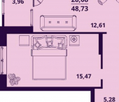 2-комн, 49кв м, этаж 24/24 улица Врача Михайлова, 7