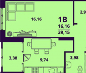 1-комн, 39кв м, этаж 24/24 ул Народного учителя Латышева, 7