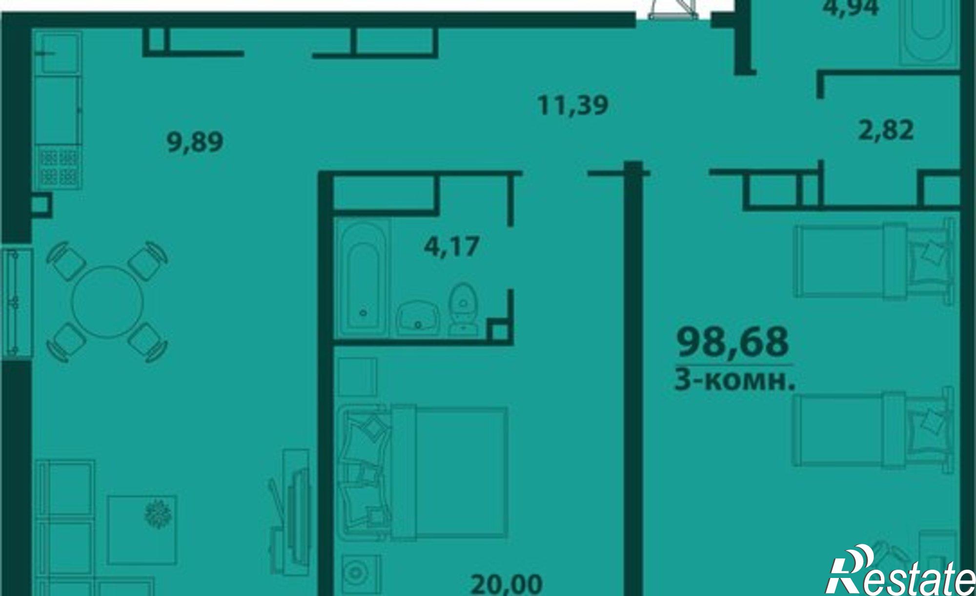 Купить квартиру за 13 223 100 рублей на ул Аблукова, 41 3