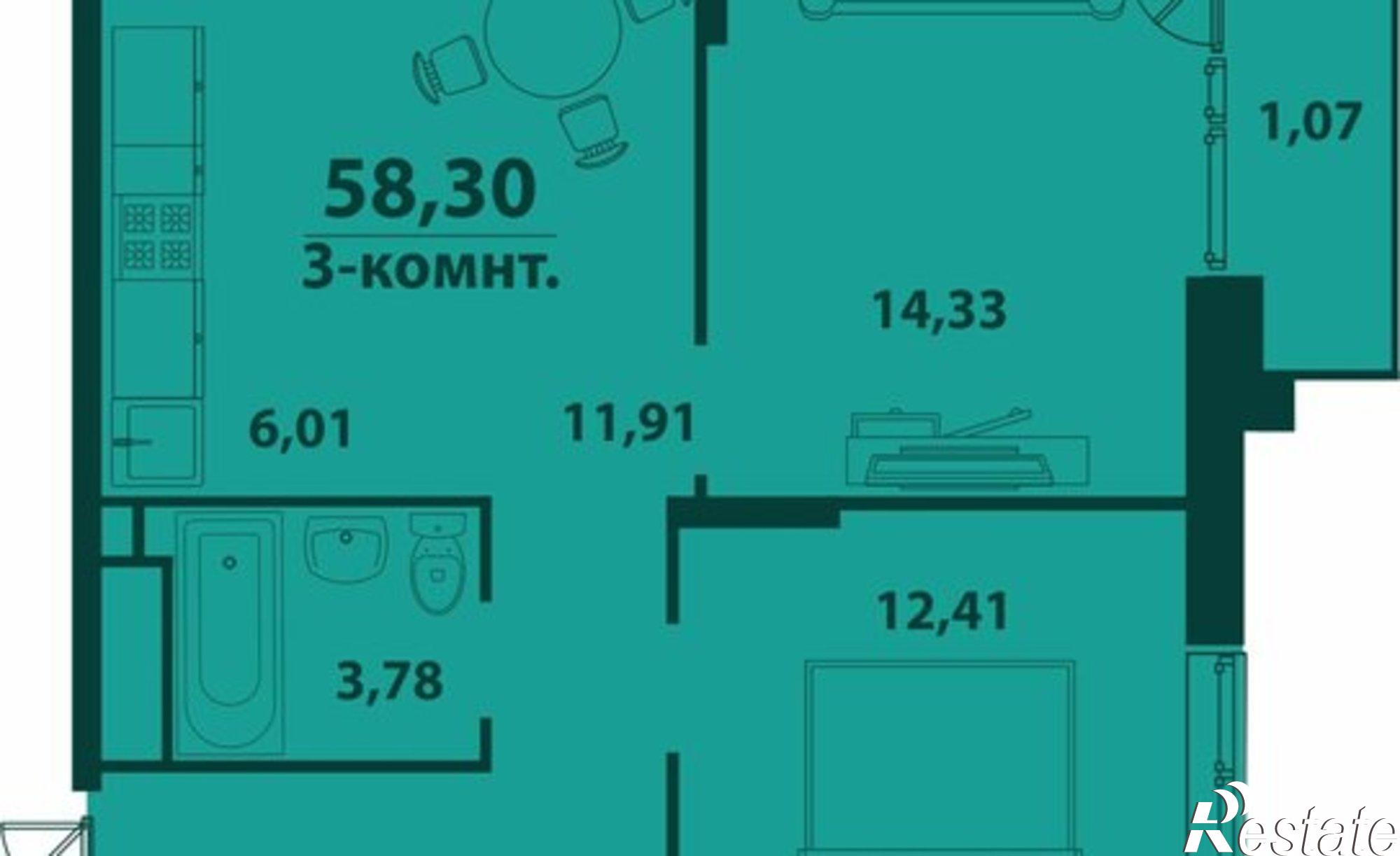 Купить квартиру за 7 912 350 рублей на улица Аблукова, 24