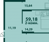 2-комн, 59кв м, этаж 2/24 улица Аблукова, 24