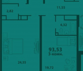 3-комн, 93кв м, этаж 21/24 улица Аблукова, 24