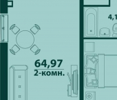 2-комн, 65кв м, этаж 15/24 улица Аблукова, 24