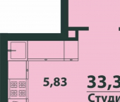 1-комн, 33кв м, этаж 5/24 улица Аблукова, 22