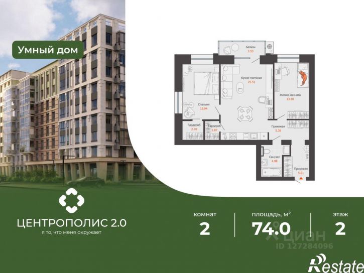 2-комн квартира в новом доме улица Еремецкого, 36,  д. 36