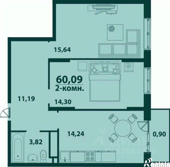 2-комн квартира в новом доме ул Аблукова, 41 3,  д. 41 3,  к. 3