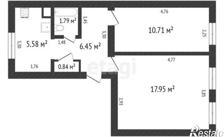 2-комн квартира улица Розы Люксембург, 1,  д. 1