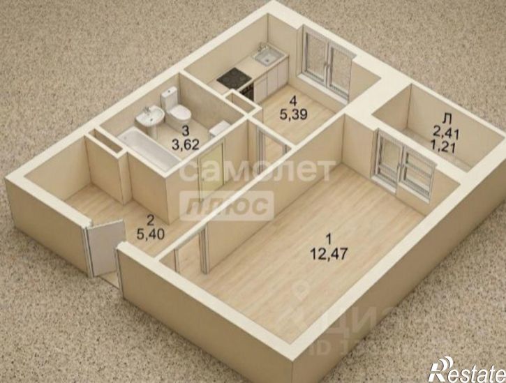 1-комн квартира ул Александра Невского, 2Б 3,  д. 2Б 3,  к. 3