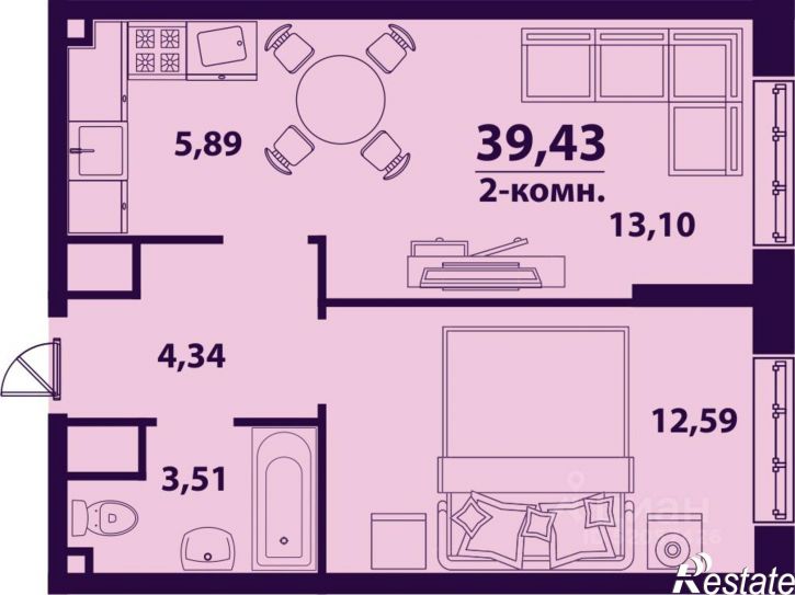 2-комн квартира в новом доме улица Врача Михайлова, 9А,  д. 9А