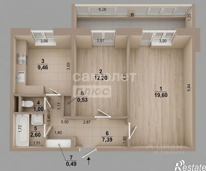 2-комн квартира ул Камышинская, 4,  д. 4