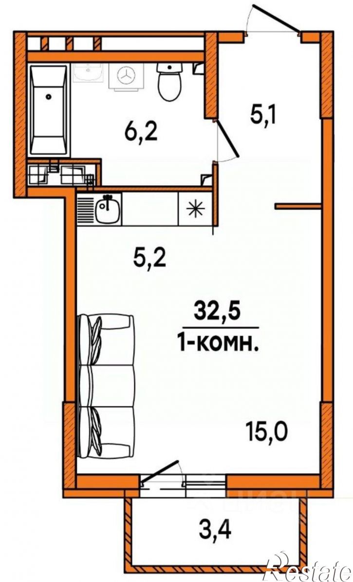1-комн квартира в новом доме улица Варейкиса, 49В,  д. 49В