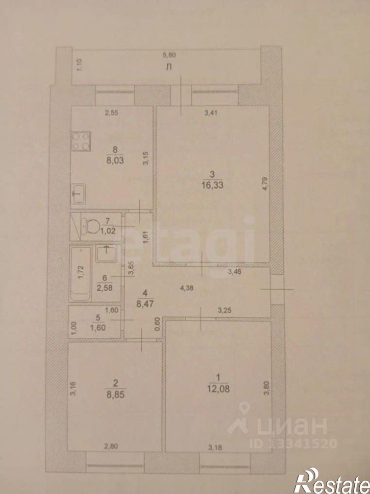 3-комн квартира ул Гафурова, 5,  д. 5