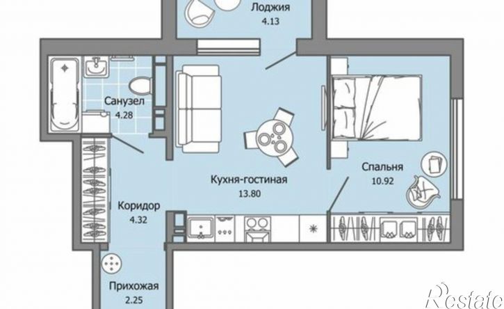 1-комн квартира в новом доме жилой комплекс Город Новаторов, 4