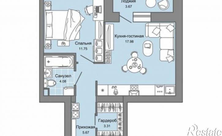 1-комн квартира в новом доме жилой комплекс Город Новаторов, 4