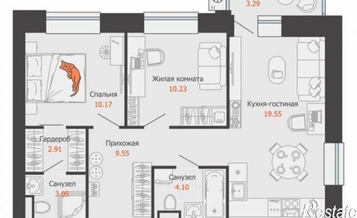 2-комн квартира в новом доме улица Еремецкого, 36,  д. 36