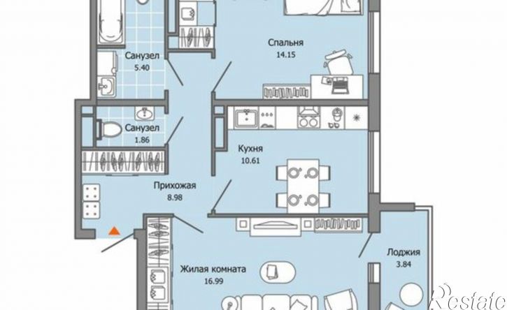 2-комн квартира в новом доме микрорайон Юго-Западный, ЖК Ультраград
