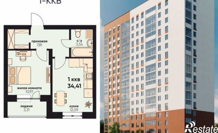 1-комн квартира в новом доме проспект Нариманова, 75Б,  д. 75Б