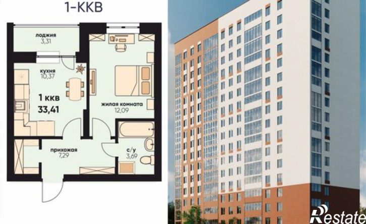 1-комн квартира в новом доме пр-кт Нариманова, 75Б,  д. 75Б