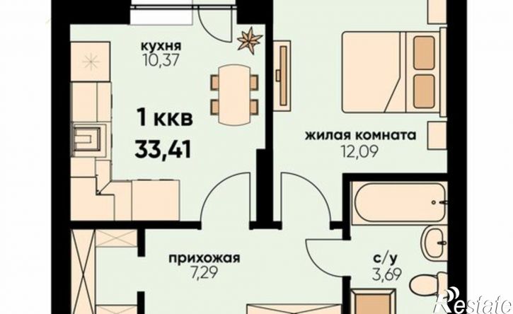 1-комн квартира в новом доме пр-кт Нариманова, 75Б,  д. 75Б
