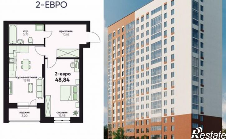 1-комн квартира в новом доме пр-кт Нариманова, 75Б,  д. 75Б