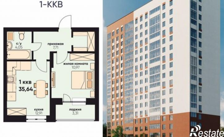 1-комн квартира в новом доме пр-кт Нариманова, 75Б,  д. 75Б