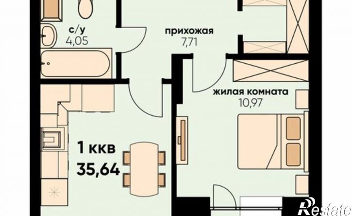 1-комн квартира в новом доме пр-кт Нариманова, 75Б,  д. 75Б