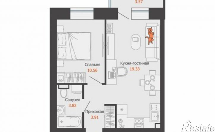 1-комн квартира в новом доме проспект Генерала Тюленева, 38,  д. 38