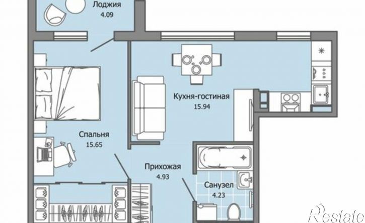 1-комн квартира в новом доме жилой комплекс Город Новаторов, 4