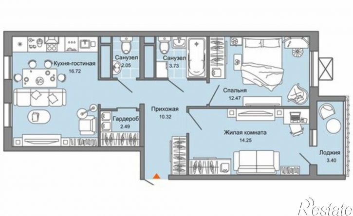 2-комн квартира в новом доме улица Генерала Кашубы, 4к1А