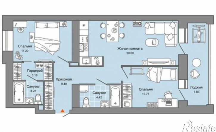 2-комн квартира в новом доме пр-кт Ливанова, 8А,  д. 8А