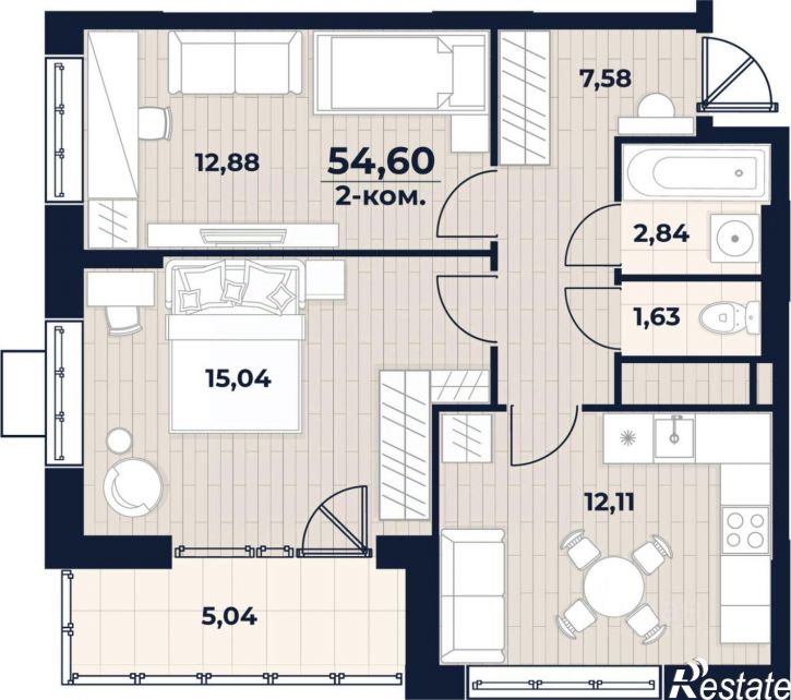 2-комн квартира в новом доме пр-кт Генерала Тюленева, 32 1,  д. 32 1,  к. 1