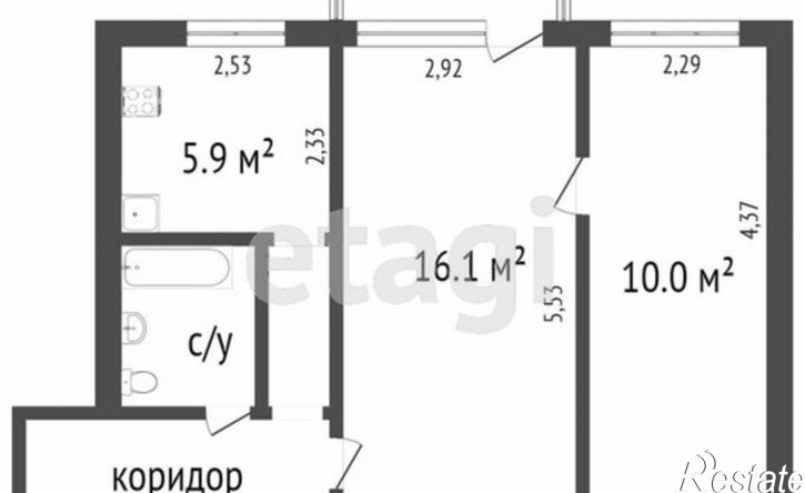 2-комн квартира ул Терешковой, 1,  д. 1