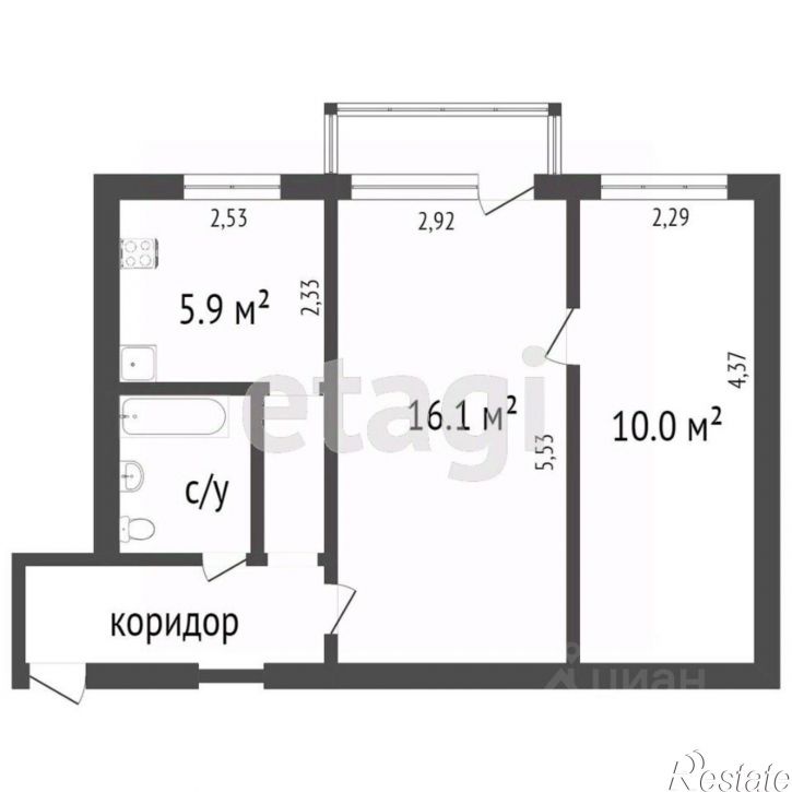 2-комн квартира ул Терешковой, 1,  д. 1