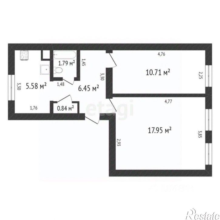 2-комн квартира ул Розы Люксембург, 1,  д. 1