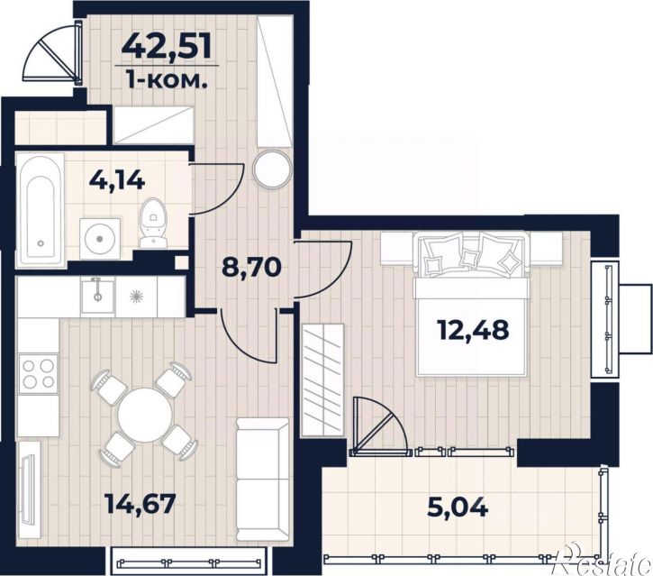 1-комн квартира в новом доме пр-кт Генерала Тюленева, 32 1,  д. 32 1,  к. 1