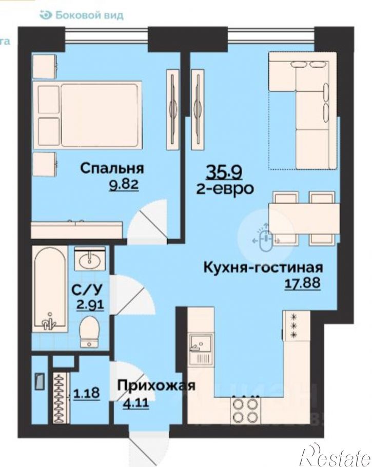 1-комн квартира проспект Врача Сурова, 34