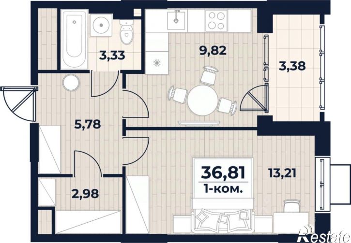 1-комн квартира в новом доме пр-кт Генерала Тюленева, 32 1,  д. 32 1,  к. 1