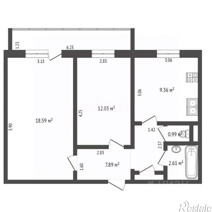 2-комн квартира ул Отрадная, 85,  д. 85