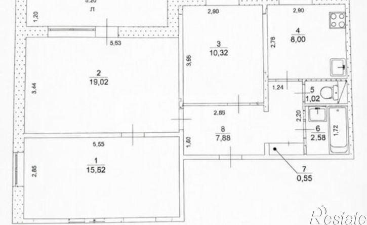 3-комн квартира ул Заречная, 3,  д. 3